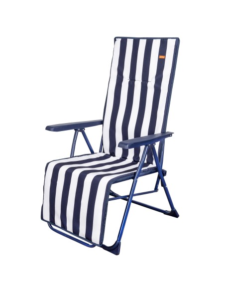 Chaise longue pliante 5 positions rayures marinières