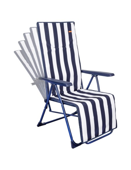 Chaise longue pliante 5 positions rayures marinières