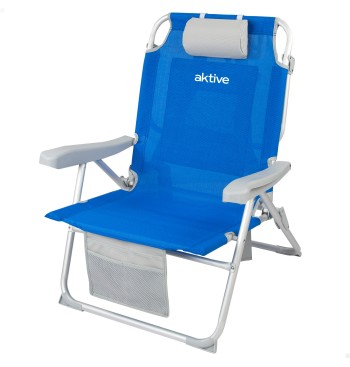 Chaise de plage XXL multiposition 55x65x85 cm bleu
