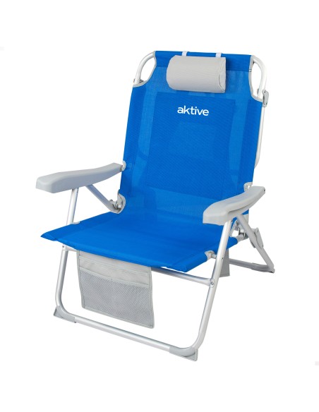 Chaise de plage XXL multiposition 55x65x85 cm bleu