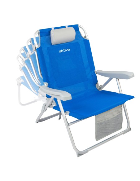 Chaise de plage XXL multiposition 55x65x85 cm bleu