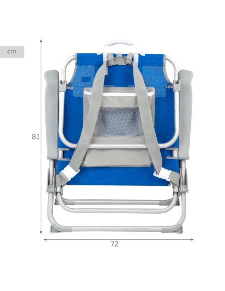 Chaise de plage XXL multiposition 55x65x85 cm bleu