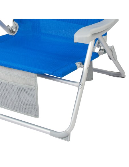 Chaise de plage XXL multiposition 55x65x85 cm bleu