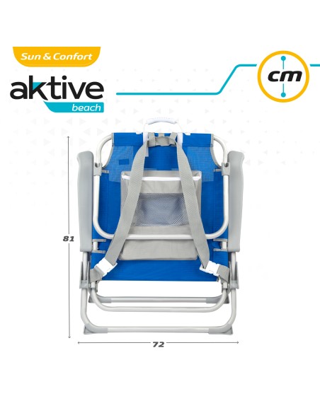 Chaise de plage XXL multiposition 55x65x85 cm bleu