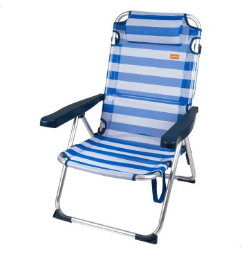 Chaise de plage multiposition 48x60x90 cm rayures marinières