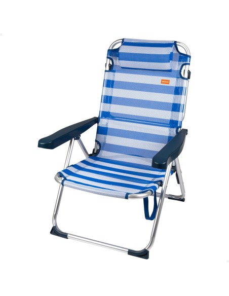 Chaise de plage multiposition 48x60x90 cm rayures marinières
