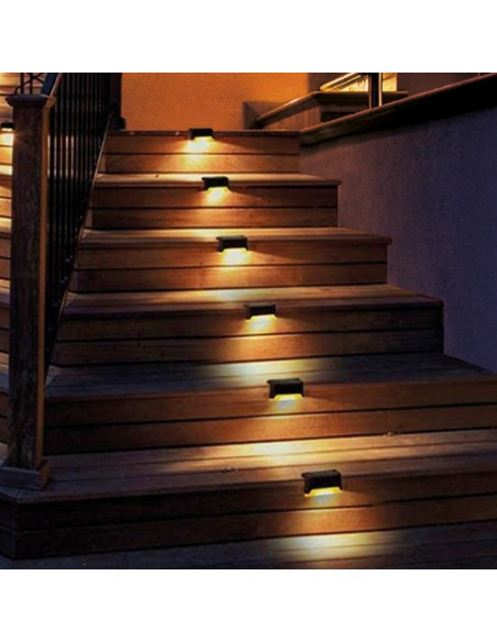 Lot de 6 spots solaires LED d'extérieur à lumière chaude pour escaliers et rampes Aktive