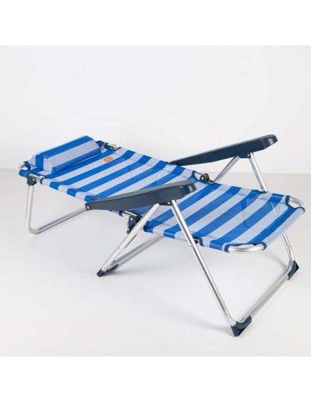 Chaise de plage multiposition 48x60x90 cm rayures marinières