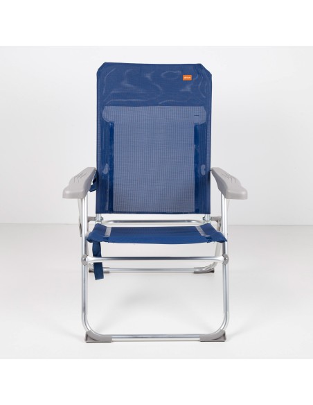Chaise haute de plage, pliable et compacte, multiposition, 47 x 60 x 94 cm, bleu marine