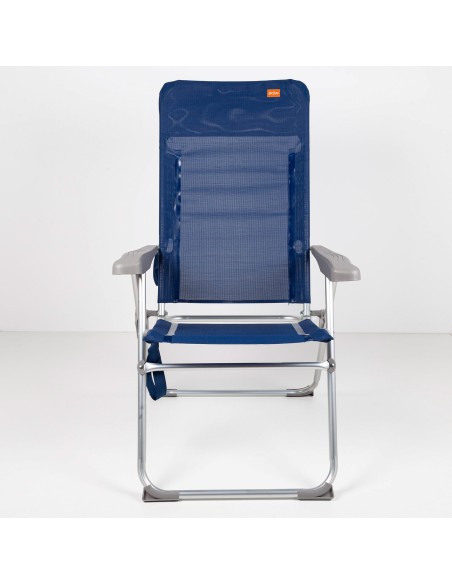 Chaise haute de plage, pliable et compacte, multiposition, 47x66x107 cm, bleu marine