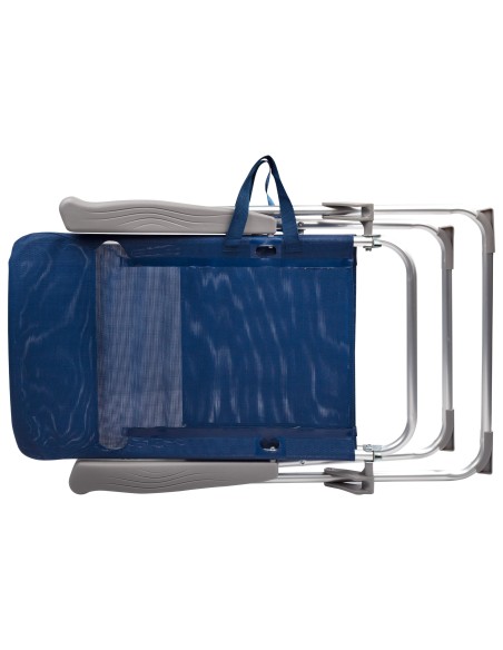 Chaise haute de plage, pliable et compacte, multiposition, 47x66x107 cm, bleu marine