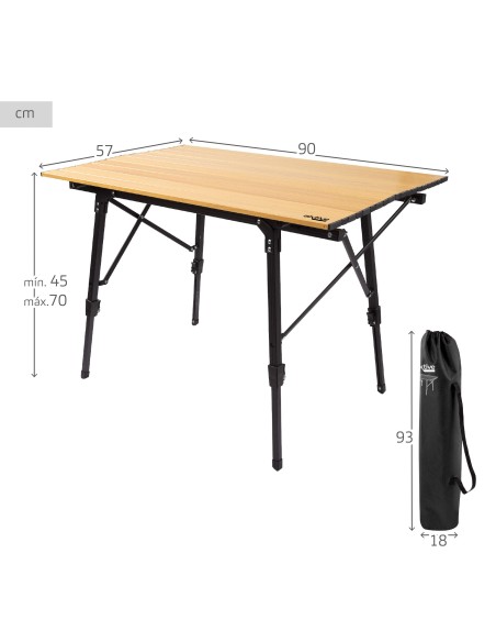 Table de glamping pliante réglable en hauteur