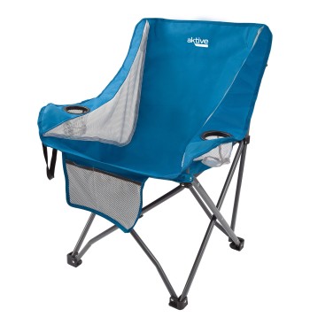 Chaise de camping pliante bleue anti-roulis avec...