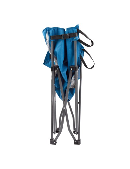 Chaise de camping pliante bleue anti-roulis avec sous-verres et poche