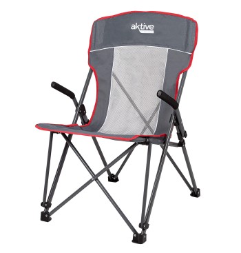 Chaise de camping pliante anti-roulis grise avec...