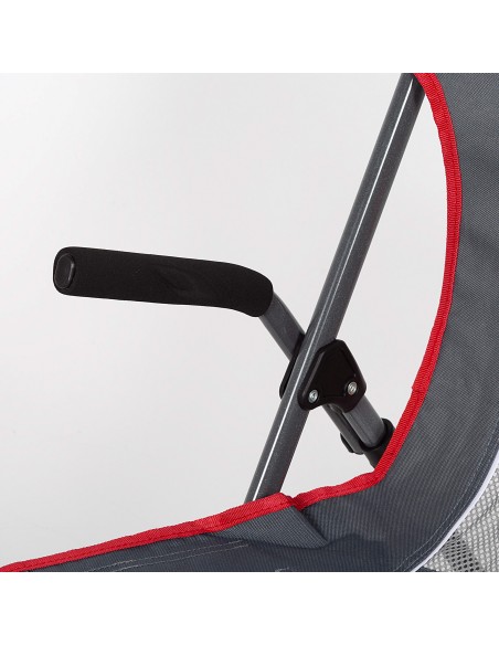 Chaise de camping pliante anti-roulis grise avec accoudoirs amovibles