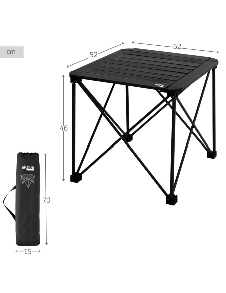Table pliante de camping noire anti-basculement et amovible