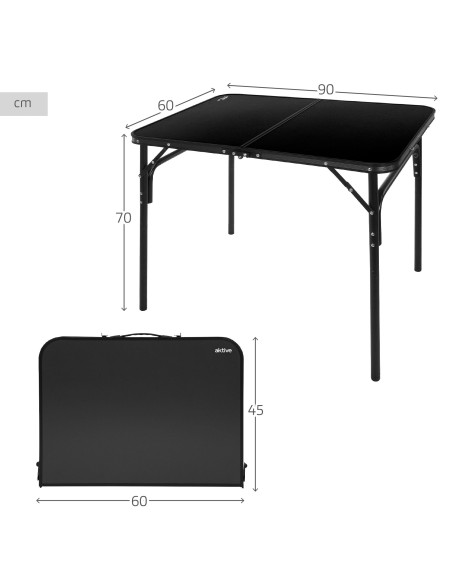 Table de camping pliante étui noir antidérapant avec système de mise à niveau