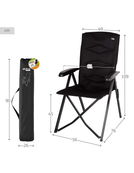 Chaise de camping pliante rembourrée et inclinable 5 positions