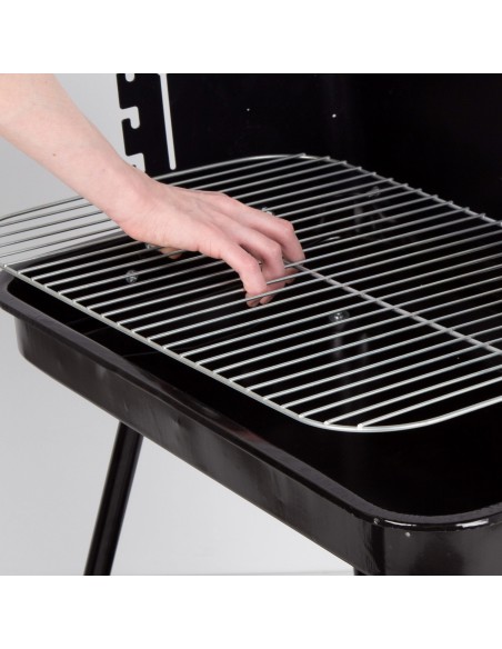 Barbecue à charbon portable réglable en hauteur avec 2 roues et poignée de transport