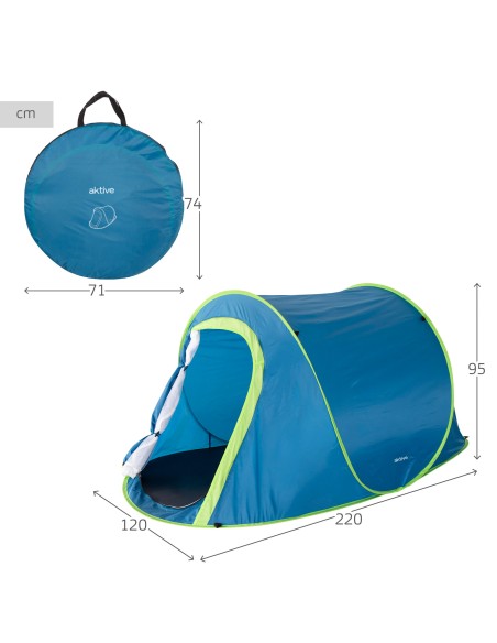 Tente pop up pour 2 personnes avec double toit et moustiquaires