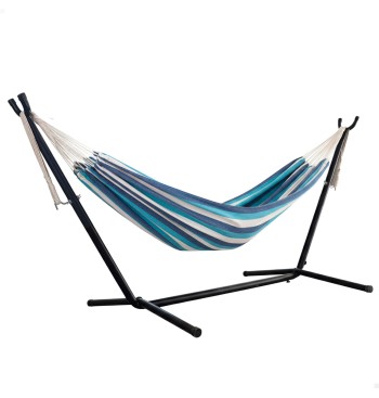 Hamaca camping de tela con estructura metal 260x108x102 cm