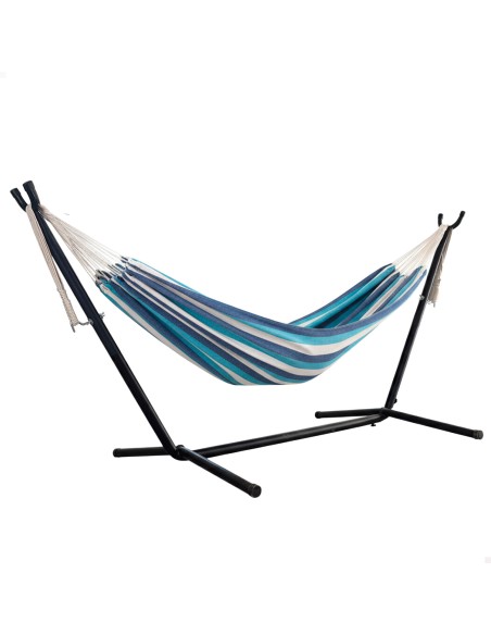 Hamaca camping de tela con estructura metal 260x108x102 cm
