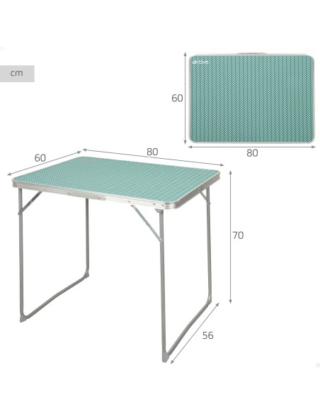 Table de camping pliante 80x60x70 cm