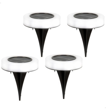 Lot de 4 balises solaires LED, 4 lumens, avec piquet