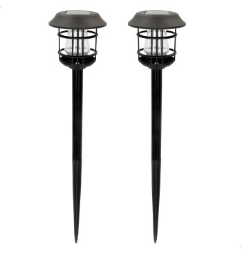Pack 2 spots solaires extérieurs lumière LED chaude avec...