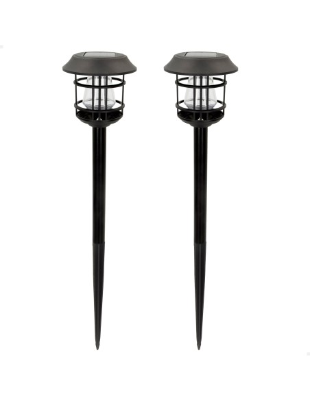 Pack 2 spots solaires extérieurs lumière LED chaude avec piquet pour jardin