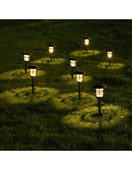 Pack 2 spots solaires extérieurs lumière LED chaude avec piquet pour jardin