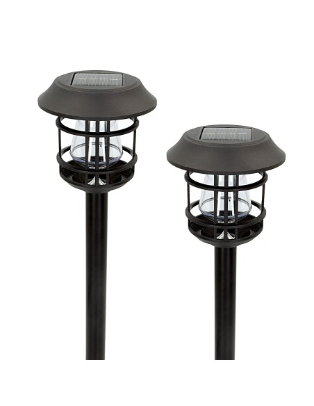 Pack 2 spots solaires extérieurs lumière LED chaude avec piquet pour jardin