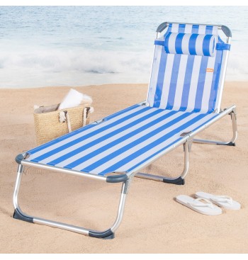 Transat de plage multipositions 186 x 49 x 30 cm, style... 2