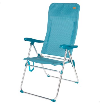 Chaise de plage pliante multipositions 47x67x110 cm bleue...