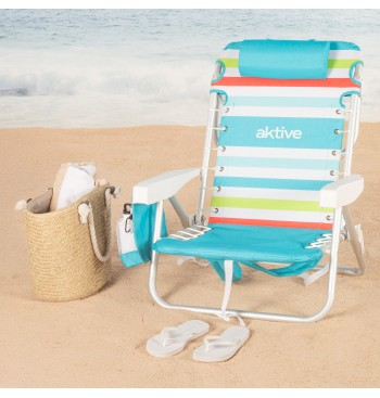 Silla playa baja multiposición 50x53x77 cm multicolor con... 2