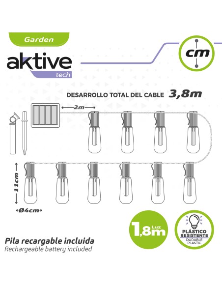 Guirlande d'ampoules extérieures 10 LEDS