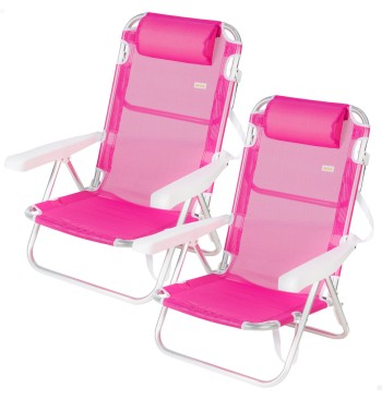 Pack de 2 chaises de plage basses multipositions 48 x 46...