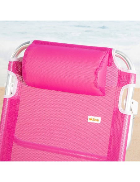 Pack de 2 chaises de plage basses multipositions 48 x 46 x 84 cm fuchsia