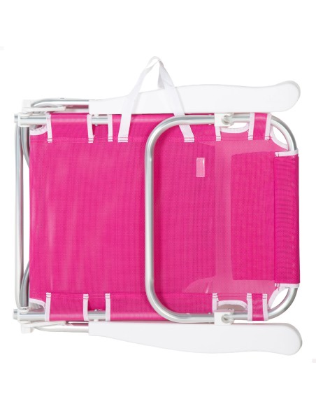 Pack de 2 chaises de plage basses multipositions 48 x 46 x 84 cm fuchsia