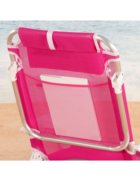 Aktive Lot de 2 chaises de plage basses pliantes multipositions 51x45x76 cm fuchsia