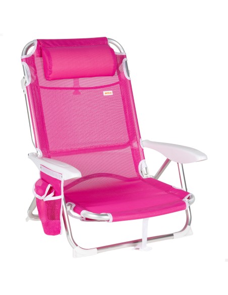 Aktive Lot de 2 chaises de plage basses pliantes multipositions 51x45x76 cm fuchsia