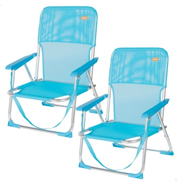 Lot de 2 chaises de plage pliantes bleues 44x40x72 cm...