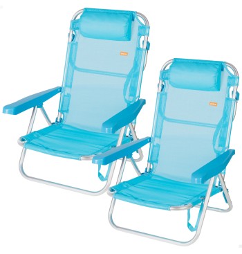 Lot de 2 chaises de plage basses multipositions 48x46x84...