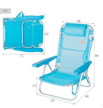 Lot de 2 chaises de plage basses multipositions 48x46x84... 2