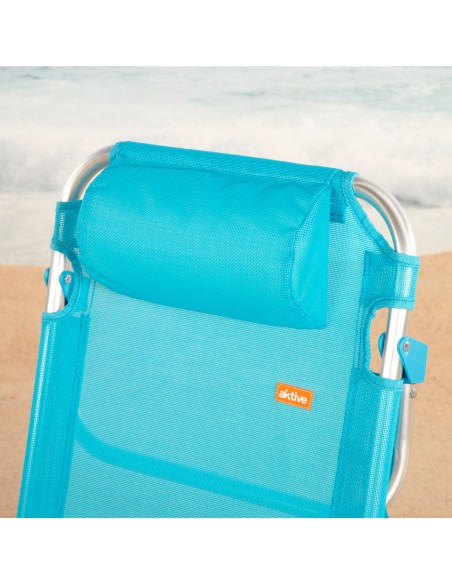 Lot de 2 chaises de plage basses multipositions 48x46x84 cm bleues