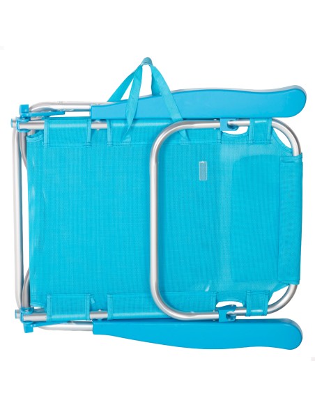Lot de 2 chaises de plage basses multipositions 48x46x84 cm bleues