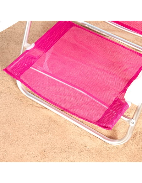 Lot de 2 chaises de plage basses multipositions 47x49x82 cm fuchsia