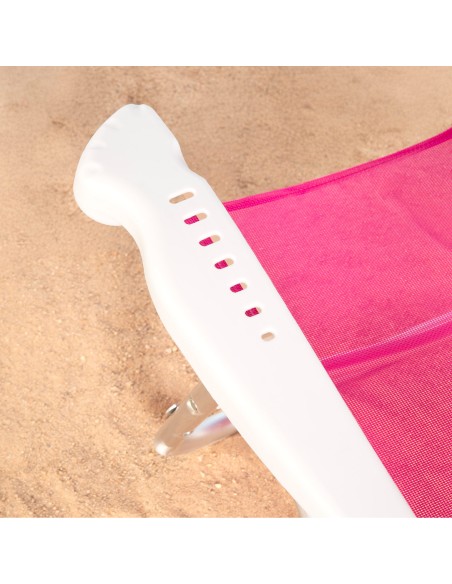 Lot de 2 chaises de plage basses multipositions 47x49x82 cm fuchsia
