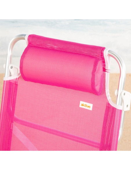 Lot de 2 chaises de plage basses multipositions 47x49x82 cm fuchsia